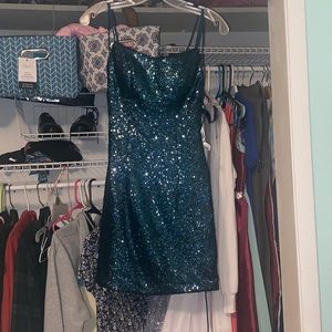 dark teal, lovely dress